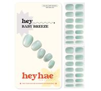 Heyhae Semi Cured Gel Nail Strips | No LED Lamp Needed | Blue, Valentines | Easy Apply & Remove, Salon Quality | Includes 28 Strips, 1 Prep Pads, Nail File & Wooden Stick - Hey, Baby Breeze