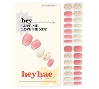 Heyhae Semi Cured Gel Nail Strips No LED Lamp Needed Easy to Apply and Remove Salon Quality Includes 28 Strips 1 Prep Pad Nail File and Wooden Stick - Hey, Love