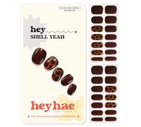 Heyhae Semi Cured Gel Nail Strips | No LED Lamp Needed | Fall, Marble, Brown | Easy Apply & Remove, Salon Quality | Includes 28 Strips, 1 Prep Pads, Nail File & Wooden Stick - Hey, Shell Yeah