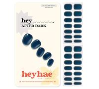 HeyHae Semi Cured Gel Nail Strips | No LED Lamp Needed | Fall, Navy, Solid, Jelly | Easy Apply & Remove, Salon Quality | Includes 28 Strips, 1 Prep Pads, Nail File & Wooden stick - Hey, After Dark