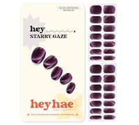 Heyhae Semi Cured Gel Nail Strips | No LED Lamp Needed | Fall, Purple, Cat-Eye | Easy Apply & Remove, Salon Quality | Includes 28 Strips, 1 Prep Pads, Nail File & Wooden Stick - Hey, Starry Gaze