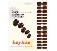 Heyhae Semi Cured Gel Nail Strips | No LED Lamp Needed | Fall, Solid, Brown | Easy Apply & Remove, Salon Quality | Includes 28 Strips, 1 Prep Pads, Nail File & Wooden stick - Hey, Espresso Yourself