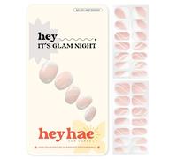 Heyhae Semi Cured Gel Nail Strips | No LED Lamp Needed | French, Pink, Spring | Easy Apply & Remove, Salon Quality | Includes 28 Strips, 1 Prep Pads, Nail File & Wooden Stick - Hey, It's Glam Night