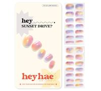 Heyhae Semi Cured Gel Nail Strips | No LED Lamp Needed | Marble, Pink, Spring | Easy Apply & Remove, Salon Quality | Includes 28 Strips, 1 Prep Pads, Nail File & Wooden Stick - Hey, Sunset Drive?