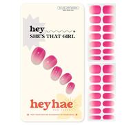 Heyhae Semi Cured Gel Nail Strips | No LED Lamp Needed |Pink, Ombre | Easy Apply & Remove, Salon Quality | Includes 28 Strips, 2 Prep Pads, Nail File & Wooden stick - Hey, She’s that girl