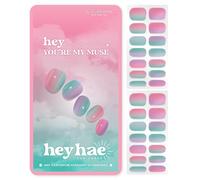 Heyhae Semi Cured Gel Nail Strips | No LED Lamp Needed | Pink, Rainbow | Easy Apply & Remove, Salon Quality | Includes 28 Strips, 2 Prep Pads, Nail File & Wooden stick - Hey, You're My Muse