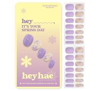 Heyhae Semi Cured Gel Nail Strips | No LED Lamp Needed | Purple, Floral | Easy Apply & Remove, Salon Quality | Includes 28 Strips, 2 Prep Pads, Nail File & Wooden Stick - Hey, It's Your Spring Day