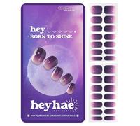 Heyhae Semi Cured Gel Nail Strips | No LED Lamp Needed | Purple, Ombre | Easy Apply & Remove, Salon Quality | Includes 28 Strips, 2 Prep Pads, Nail File & Wooden stick - Hey, Born to Shine
