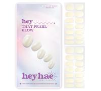 Heyhae Semi Cured Gel Nail Strips | No LED Lamp Needed |Silver, Cat Eye | Easy Apply & Remove, Salon Quality | Includes 28 Strips, 2 Prep Pads, Nail File & Wooden Stick - Hey, that Pearl Glow
