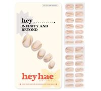 Heyhae Semi Cured Gel Nail Strips | No LED Lamp Needed | Solid, Nude, Spring | Easy Apply & Remove, Salon Quality | Includes 28 Strips, 1 Prep Pads, Nail File & Wooden stick - Hey, Infinity and Beyond