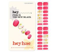 Heyhae Semi Cured Gel Nail Strips | No LED Lamp Needed | Spring, Marble, Pink | Easy Apply & Remove,Salon Quality |Includes 28 Strips, 1 Prep Pads, Nail File & Wooden stick- Hey, Pink is the New Black