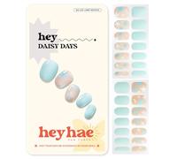 Heyhae Semi Cured Gel Nail Strips | No LED Lamp Needed | Spring, Marble, Pink | Easy Apply & Remove, Salon Quality | Includes 28 Strips, 1 Prep Pads, Nail File & Wooden stick - Hey, Daisy Days