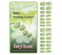 Heyhae Semi Cured Gel Nail Strips | No LED Lamp Needed | Summer, Ombre, Pink | Easy Apply & Remove, Salon Quality | Includes 28 Strips, 1 Prep Pads, Nail File & Wooden stick - Hey, Feeling Lucky?