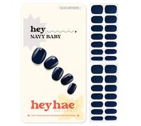 Heyhae Semi Cured Gel Nail Strips | No LED Lamp Needed | Summer, Solid, Navy | Easy Apply & Remove, Salon Quality | Includes 28 Strips, 1 Prep Pads, Nail File & Wooden stick - Hey, Navy Baby