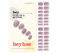 Heyhae Semi Cured Gel Nail Strips | No LED Lamp Needed | Summer, Solid, Purple | Easy Apply & Remove, Salon Quality | Includes 28 Strips, 1 Prep Pads, Nail File & Wooden stick - Hey, Cute as a Button