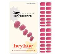 Heyhae Semi Cured Gel Nail Strips | No LED Lamp Needed | Summer, Solid, Red | Easy Apply & Remove, Salon Quality | Includes 28 Strips, 1 Prep Pads, Nail File & Wooden stick - Hey, Grape Escape