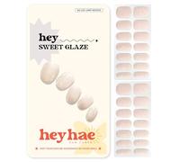 Heyhae Semi Cured Gel Nail Strips | No LED Lamp Needed | Summer, Solid, Yellow | Easy Apply & Remove, Salon Quality | Includes 28 Strips, 1 Prep Pads, Nail File & Wooden stick - Hey, Sweet Glaze