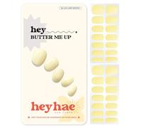 Heyhae Semi Cured Gel Nail Strips | No LED Lamp Needed | Summer, Solid, Yellow | Easy Apply & Remove, Salon Quality | Includes 28 Strips, 1 Prep Pads, Nail File & Wooden stick - Hey, Butter Me Up
