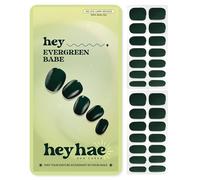 Heyhae Semi Cured Gel Nail Strips | No LED Lamp Needed | Winter, Solid, Green | Easy Apply & Remove, Salon Quality | Includes 28 Strips, 1 Prep Pads, Nail File & Wooden Stick - Hey, Evergreen Babe