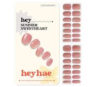 Heyhae Semi Cured Gel Nail Strips | Sun Cured Gel Nail Wraps No LED Lamp Needed Easy Apply & Remove | Includes 28 Strips, 1 Prep Pad, 1 Nail File & 1 Wooden Stick - Hey, Summer Sweetheart