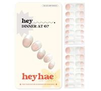 Heyhae Semi Cured Gel Nail Strips | Sun-Cured No LED Lamp Needed Easy Apply & Remove | Includes 28 strips, 1 Prep Pad, 1 Nail File & 1 Wooden Stick - Hey, Dinner at 6?