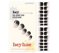 Heyhae Semi Cured Gel Nail Strips | Sun-Cured No LED Lamp Needed Easy Apply & Remove | Includes 28 strips, 1 Prep Pad, 1 Nail File & 1 Wooden Stick - Hey, Flash On Please
