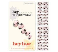 Heyhae Semi Cured Gel Nail Strips | Sun-Cured No LED Lamp Needed Easy Apply & Remove | Includes 28 Strips, 1 Prep Pad, 1 Nail File & 1 Wooden Stick - Hey, You're My Star