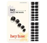 Heyhae Semi Cured Gel Nail Strips | Sun-Cured No LED Lamp Needed Easy Apply & Remove | Includes 28 strips, 1 Prep Pad, 1 Nail File & 1 Wooden Stick - Hey, Text Me Back