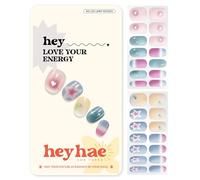 Heyhae Semi Cured Gel Nail Strips | Sun-Cured No LED Lamp Needed Easy Apply & Remove | Includes 28 strips, 1 Prep Pad, 1 Nail File & 1 Wooden Stick - Hey, Love Your Energy