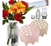 Heyhaho 2 Pcs Stretch Silicone Flower Arranger, 2026 New Reusable Silicone Flower Arranging Grid, Water Proof Blossom Grids, for Home and Party Decoration (Pink+Khaki)