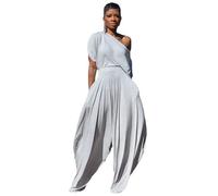 heyheyshine Hip Hop Women 2pcs Set Off Shoulder T-Shirt Tops and Loose Haren Pants Suit Sweatsuit Tracksuit Two Piece Set, White, M