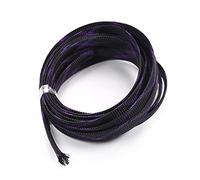 Heyiarbeit 5m/16.4ft PET Expandable Braided Sleeving 1/2-inch Width Flexible Wire Mesh Sleeve for USB Cable Power Cord Audio Video Cable - Protect Cat from Chewing Cords - Black Purple