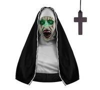 HEYIDAMAI The Nun Mask, Horror Halloween Mask with Green LED Lights, Latex Material, Breathable, Standard Size Ages, Unisex Adults