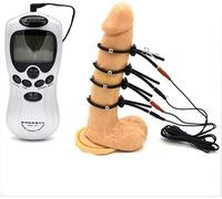 HeYie 4 bondage cock ring for electrostimulation, electric shock sex cock ring stimulator SM sex bondage cock ring, adult torture stimulation device for men
