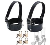 HeYie Bondage Ankle Cuffs SM High Heel Restraints Anti-shedding Straps with High Heel Leather Foot Restraints Ankle Strap with 4 Lock and 8 Keys Fetish Erotic Bondage Ankle Cuffs for Couples