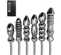 HeYie Electro Shock Metal Butt Plug, 6 Models Electrical Stimulation Vaginal Dildo/Anal Dildo Prostate G Spot Massager, Metal Butt Plug for Men Women (Size : A3)