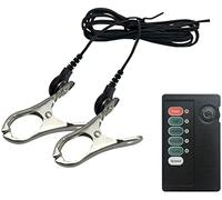 HeYie Electro Shock Nipple Clamps Clips Breast Extreme Bondage Set Electrostimulation Labia Clitoris Clamps Breast Massager Torture Slave Penis Stimulation SM Electro Shock Nipple for Women Men (Colo