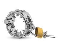 HeYie Penis ring scrotum ring with spikes stainless steel testicle ring penis torture CBT penis stimulation sex toy bondage chastity lock SM slave sex toys BDSM cock ring scrotum ring (Size : 21mm)