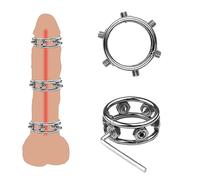 HeYie Penis Torture CBT Testicle Crusher Extreme Cock Ring with 6 Spikes Adjustable Men's Glans Ring Stainless Steel Scrotum Ring Testicles Penis Squeezer Stimulation Testicle Crusher (Size : S)