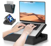 Heyife Laptop Knee Tray for Lap with Cushion, Adjustable Laptop Pillow for Bed/Couch, Foldable Tablet Pillow Holder for Lap, Sofa and Desk for up to 15'' PC/Mac, Tablet, iPad, Kindle, Black