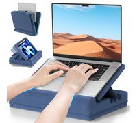 Heyife Laptop Knee Tray for Lap with Cushion, Adjustable Laptop Pillow for Bed/Couch, Foldable Tablet Pillow Holder for Lap, Sofa and Desk for up to 15'' PC/Mac, Tablet, iPad, Kindle, Blue