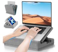 Heyife Laptop Knee Tray for Lap with Cushion, Adjustable Laptop Pillow for Bed/Couch, Foldable Tablet Pillow Holder for Lap, Sofa and Desk for up to 15'' PC/Mac, Tablet, iPad, Kindle, Gray