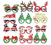 Heyigrow Christmas Glasses 12pcs Party Favors, Photo Booth Props Kids Adult Whimsical Gift Accessories for Birthday Holiday