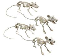 Heyigrow Halloween Plastic Rat Skeletons, Scary Realistic Mice Mouse Animal Decoration for Outdoor Indoor Party Haunted House(4 Pcs)