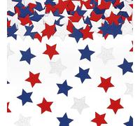Heyiminy 100Pcs Red White and Blue Star Confetti, 4th of July Glitter Table Confetti, Red Blue White Twinkle Stars Table Decorations for Independence National Day Patriotic Party Decoration