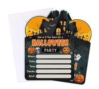 HEYINSHEN 20 Set Halloween Birthday Invitation Card Halloween Party Invitations Cards with Envelope Halloweens Castle Birthday Invitation for Kids Adults Pumpkin Skull Card Spooky Season Party Favor