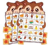 HEYINSHEN 24 Players Fall Bingo Card for Kids Autumn Bingo Cards Autumn Harvest Card Game Fall Crafts for Kids Fall Craft Supplies Thanksgiving Bingo Cards for Classroom Activities Party Supplies