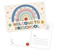 HEYINSHEN 36 Pcs Welcome to Preschool Postcards Back to School Postcards for Students Rainbow Personalized Name Teacher Postcar Welcome to Our Class Postcard for Kids Kindergarten Preschool Supplies