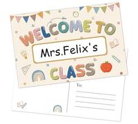 HEYINSHEN 36Pcs Teacher Postcards Personalized Back to School Postcards for Students Boho Personalized Name Teacher Postcar Welcome to Our Class Postcards for Kids Kindergarten Preschool Supplies