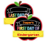 HEYINSHEN First and Last Day of School Chalkboard Reusable First Days of School Sign Apple with Ruler Shaped Back to Schools Chalkboard for Kids Girls Boys 1st Day of Kindergarten Preschool Sign